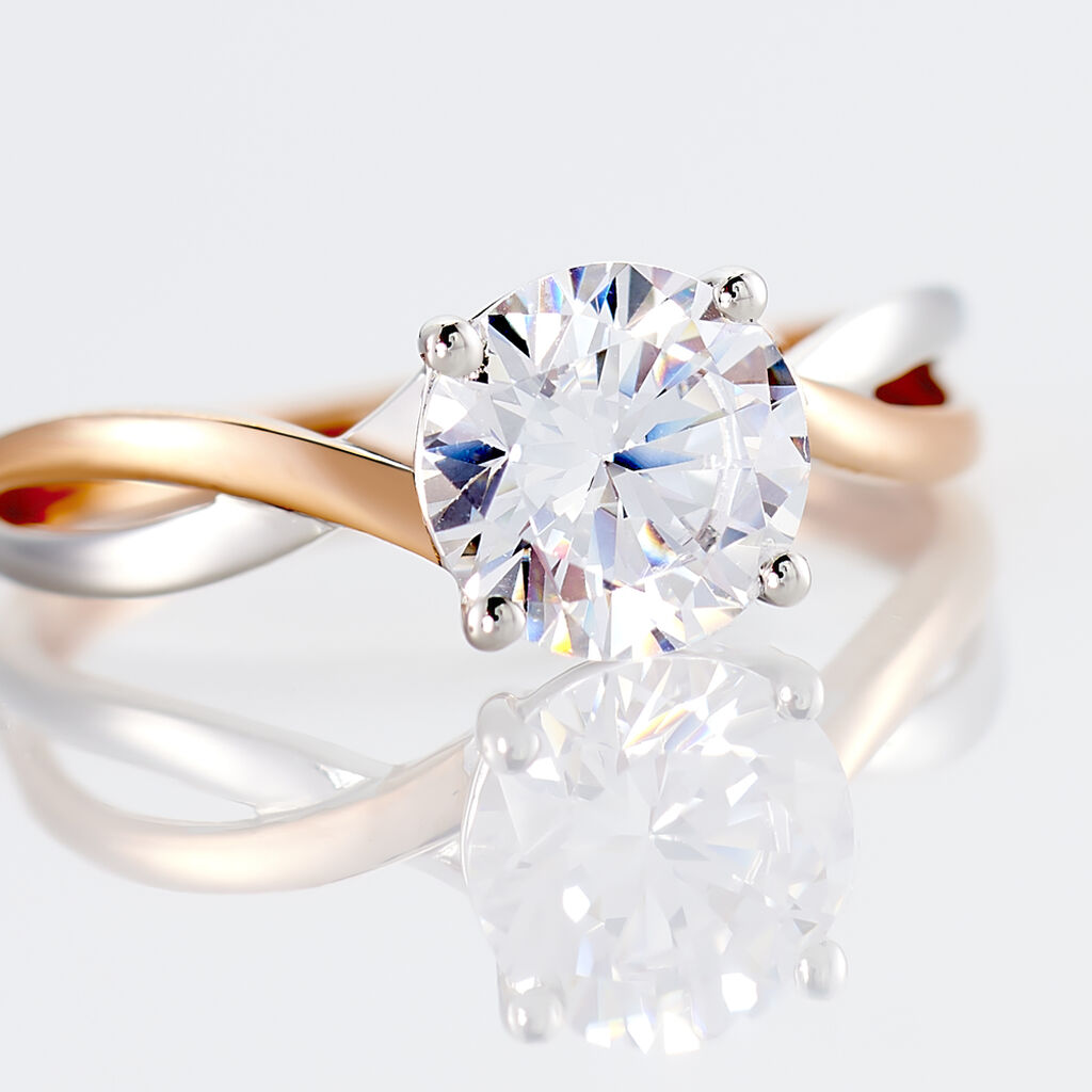 Bague Solitaire Micheline Or Bicolore Oxyde De Zirconium