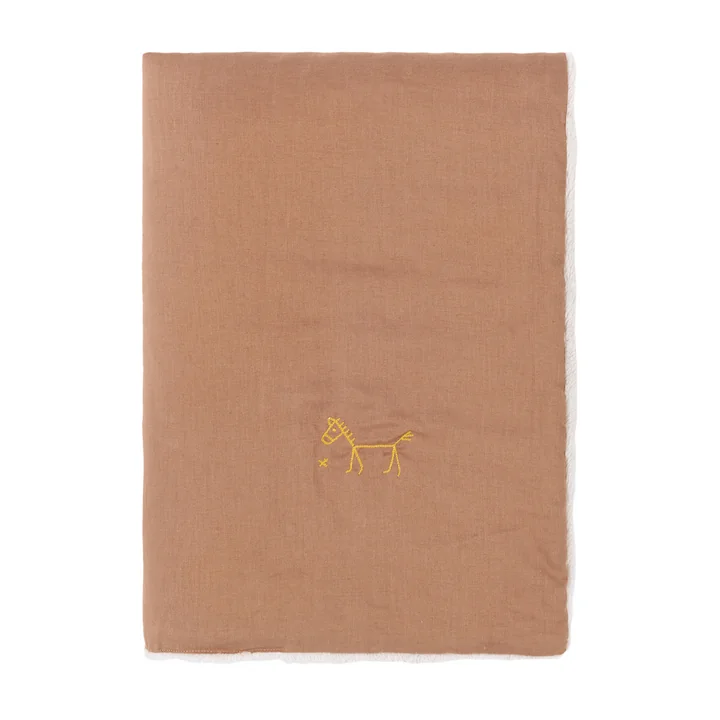 Nobodinoz - L1N0 Baby Winterdecke, 70 x 100 cm, noisette (bestickt)