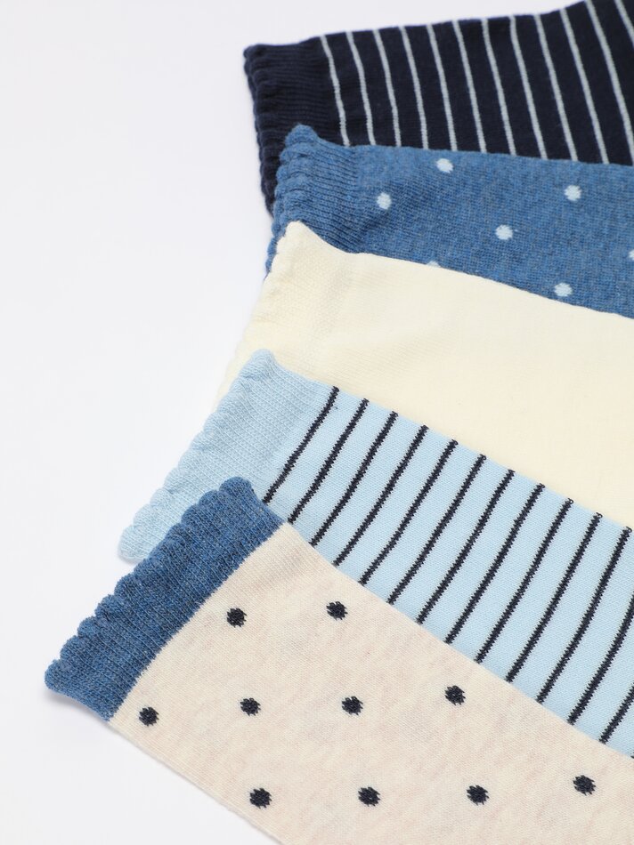 Pacote com 5 pares de meias até o joelho estampadas - Cores sortidas