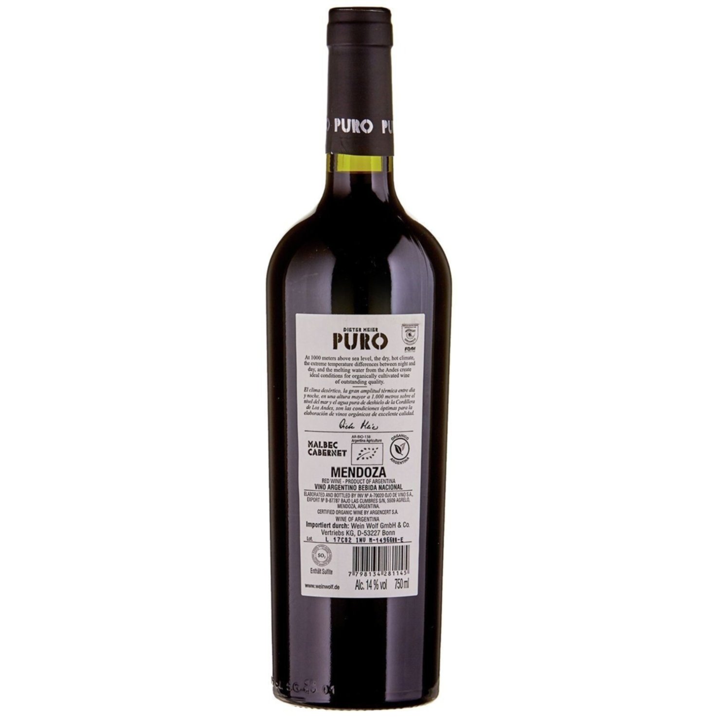 Puro Malbec Cabernet Mendoza Dieter Meier -75cl