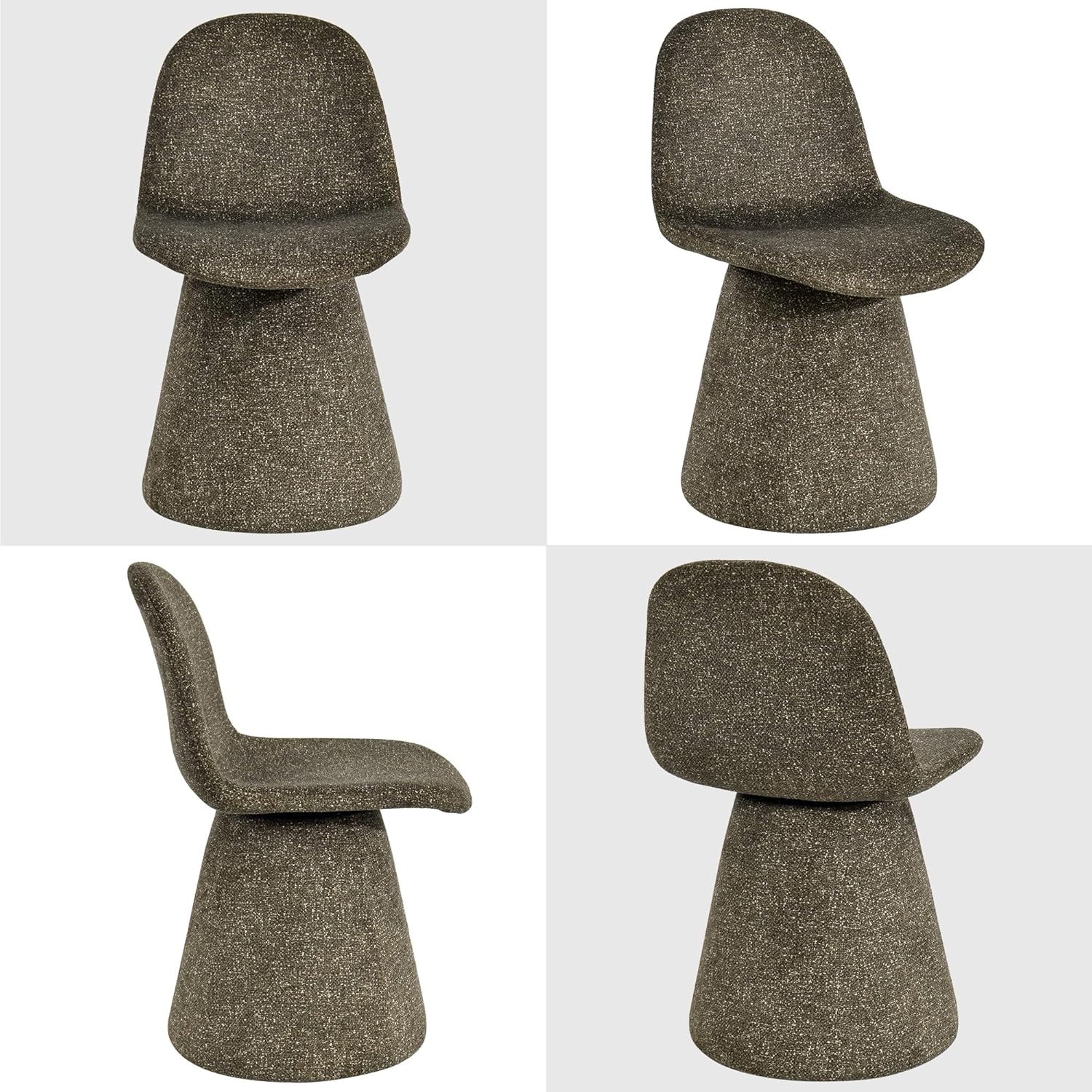 Duhome Esszimmerstuhl 360-Grad-Drehstuhl aus Bouclé Stoff moderner Loungesessel gepolsterter Polsterstuhl für Küche, Wohnzimmer, Schlafzimmer, Flur, Olivgrün