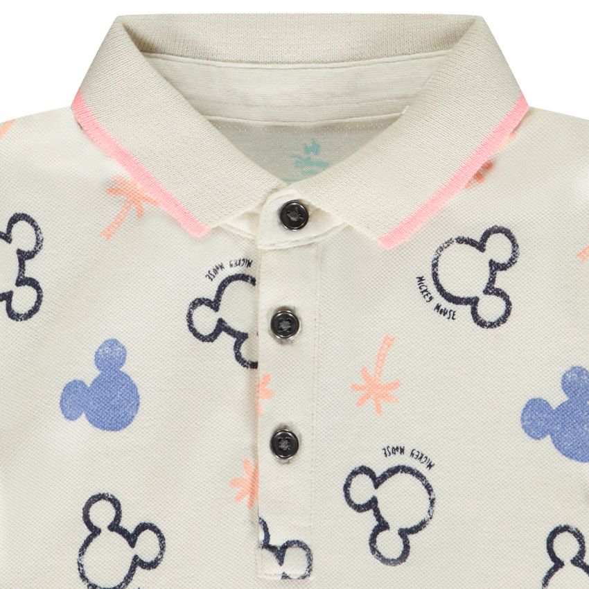 Polo manches courtes imprimé Mickey Disney pour bébé garçon - Ecru