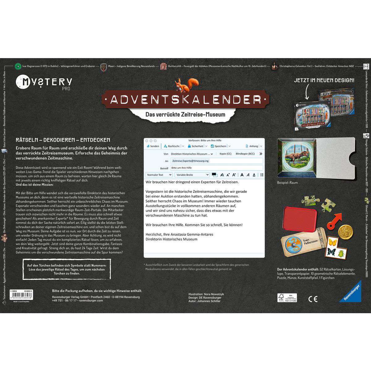Ravensburger Spiel Mystery Adventskalender PRO - Das verrückte Zeitreisemuseum