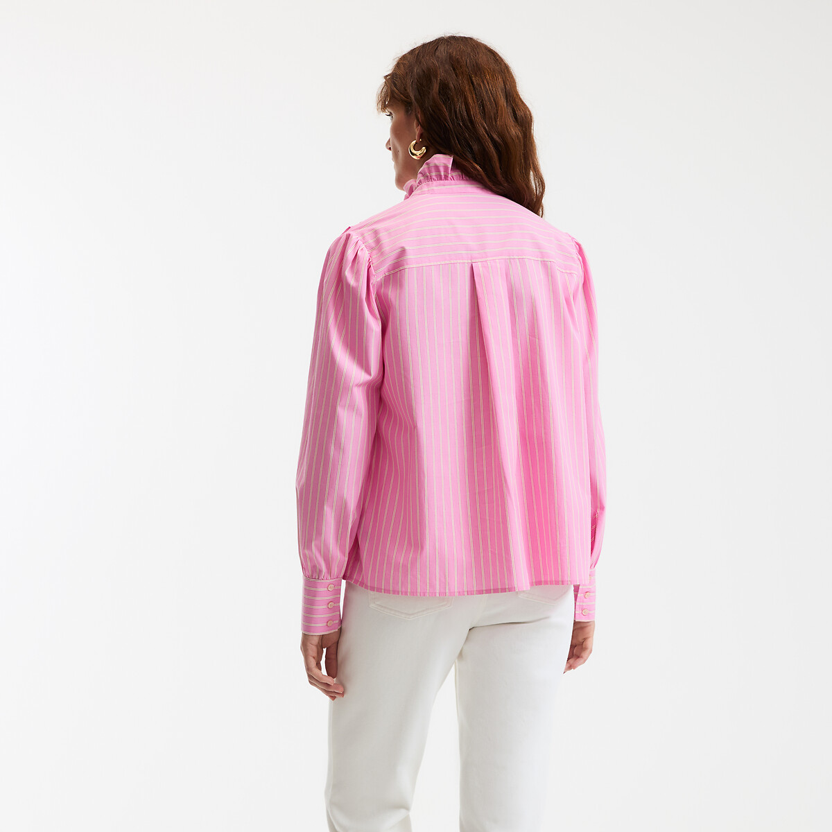 COLEÇÕES LA REDOUTE<br>Camisa listrada, gola vitoriana, Assinatura CHARLÈNE