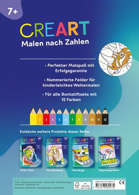 Ravensburger CreArt Malen nach Zahlen ab 7: Dinosaurier, Malbuch, 24 Motive
