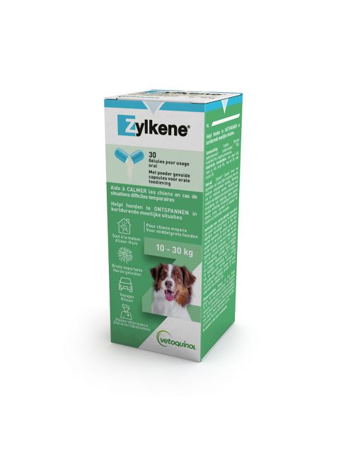 Zylkene Capsule 225 Mg - Anti stressmiddel - 225 g 30 caps Voor Middelgrote Honden (10-30 Kg)