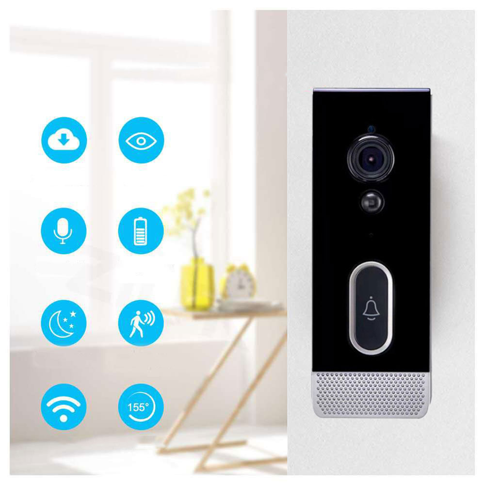 Drahtlose 1080p WiFi Video Türklingel Türsprechanlage mit Kamera / Nachtsicht Funktion / Bewegungserkennung für iOS/Android - Schwarz