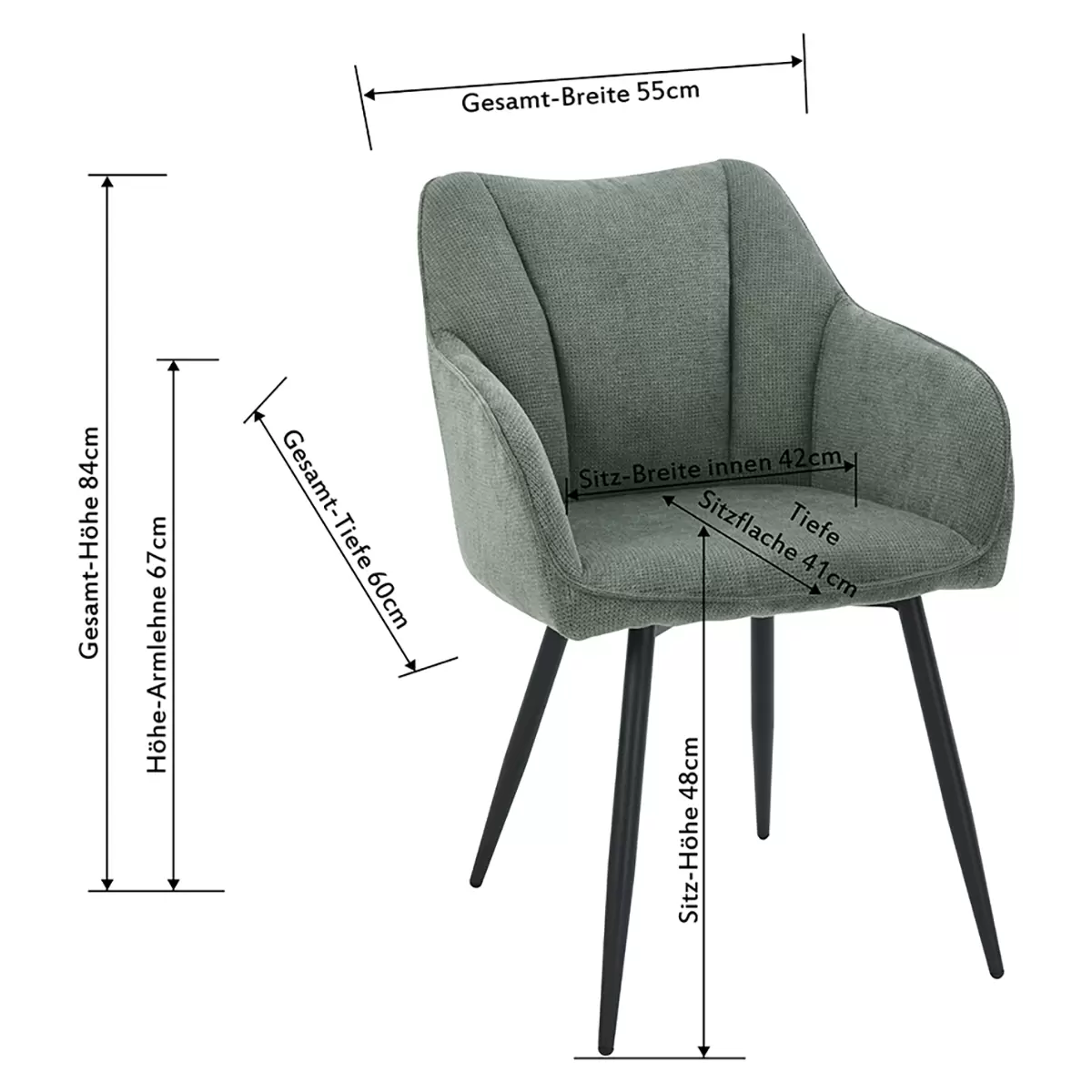 Stuhl Caro II grün,schwarz