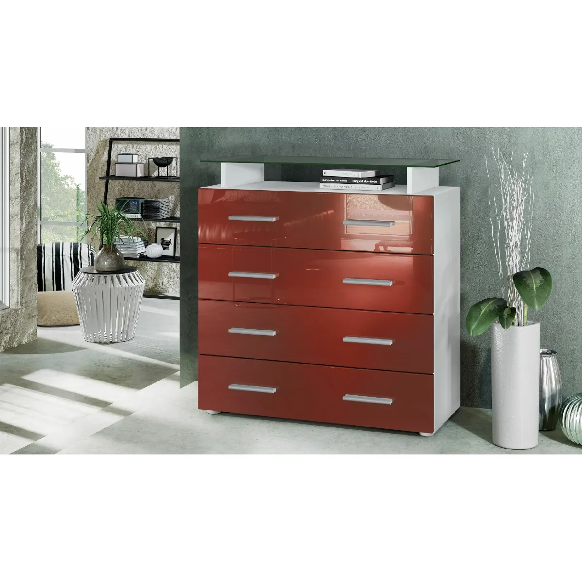 MPC Commode Blanc/Bordeaux