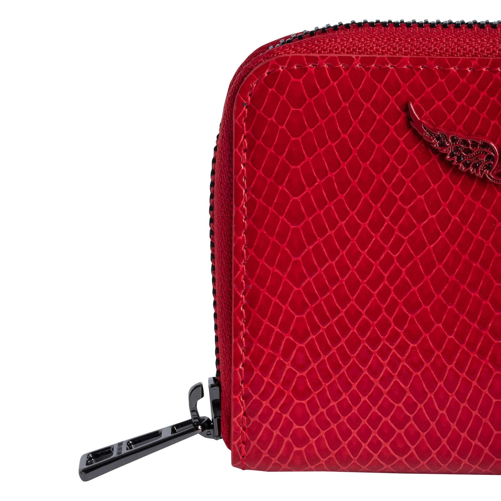 MINI ZV - Porte monnaie en cuir brillant embossé | Rouge