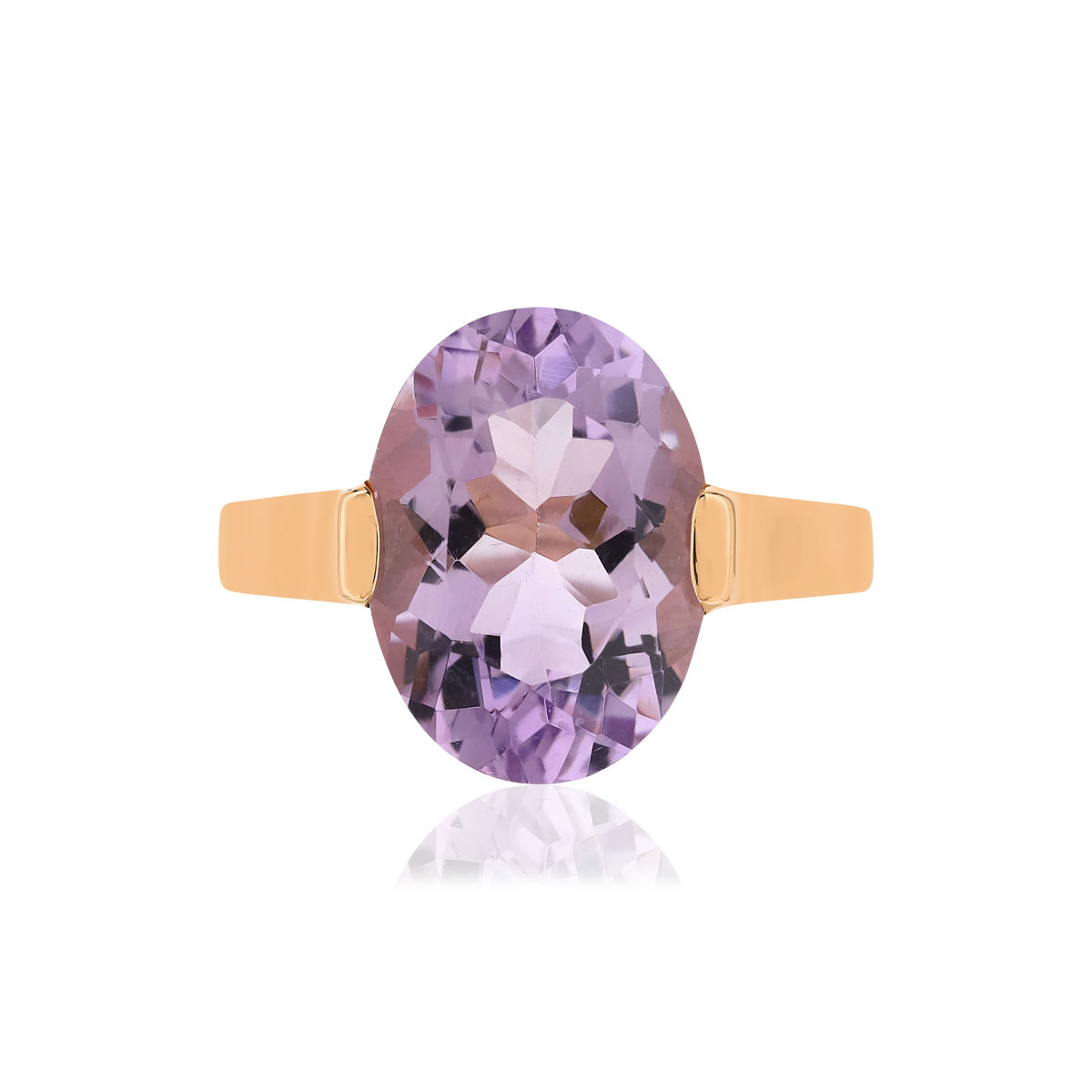 Bague or rose 750, 1 améthyste de 5,40 carats.