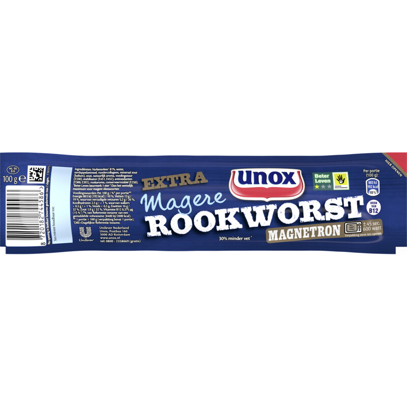 Unox Extra magere rookworst magnetron