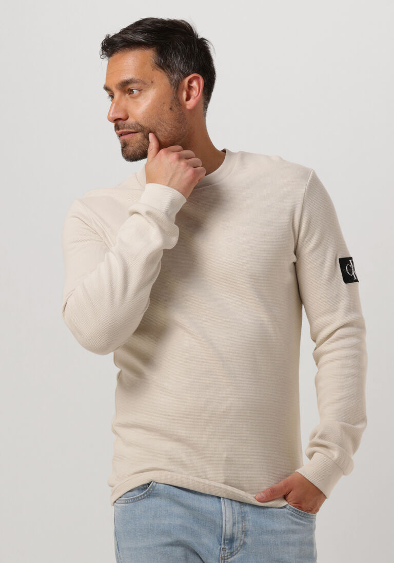 CALVIN KLEIN zand calvin klein trui waffle ls tee