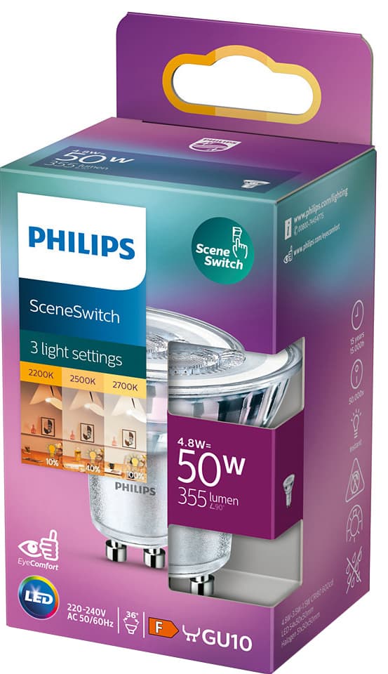Philips SceneSwitch LED-spotlys GU10 4W
