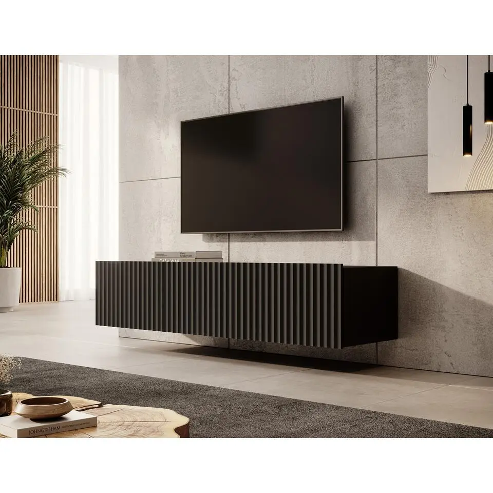 Meubella - TV-Meubel Pepinos - Mat zwart - 150 cm