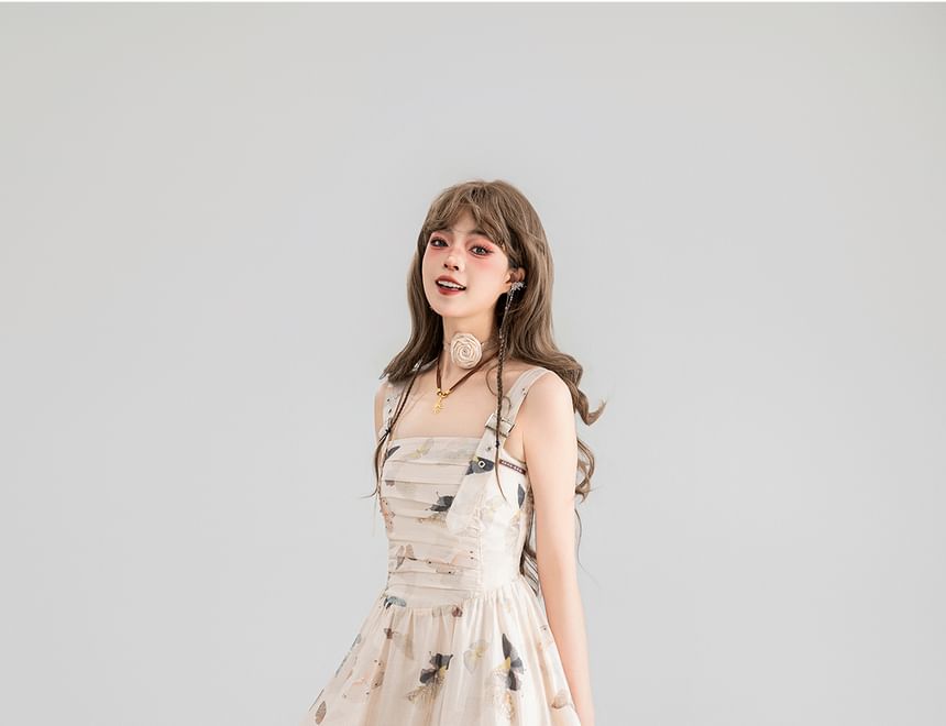 Keiko Girl - Mouwloze mini-A-lijnjurk met vlinderprint / maxi-jurk
