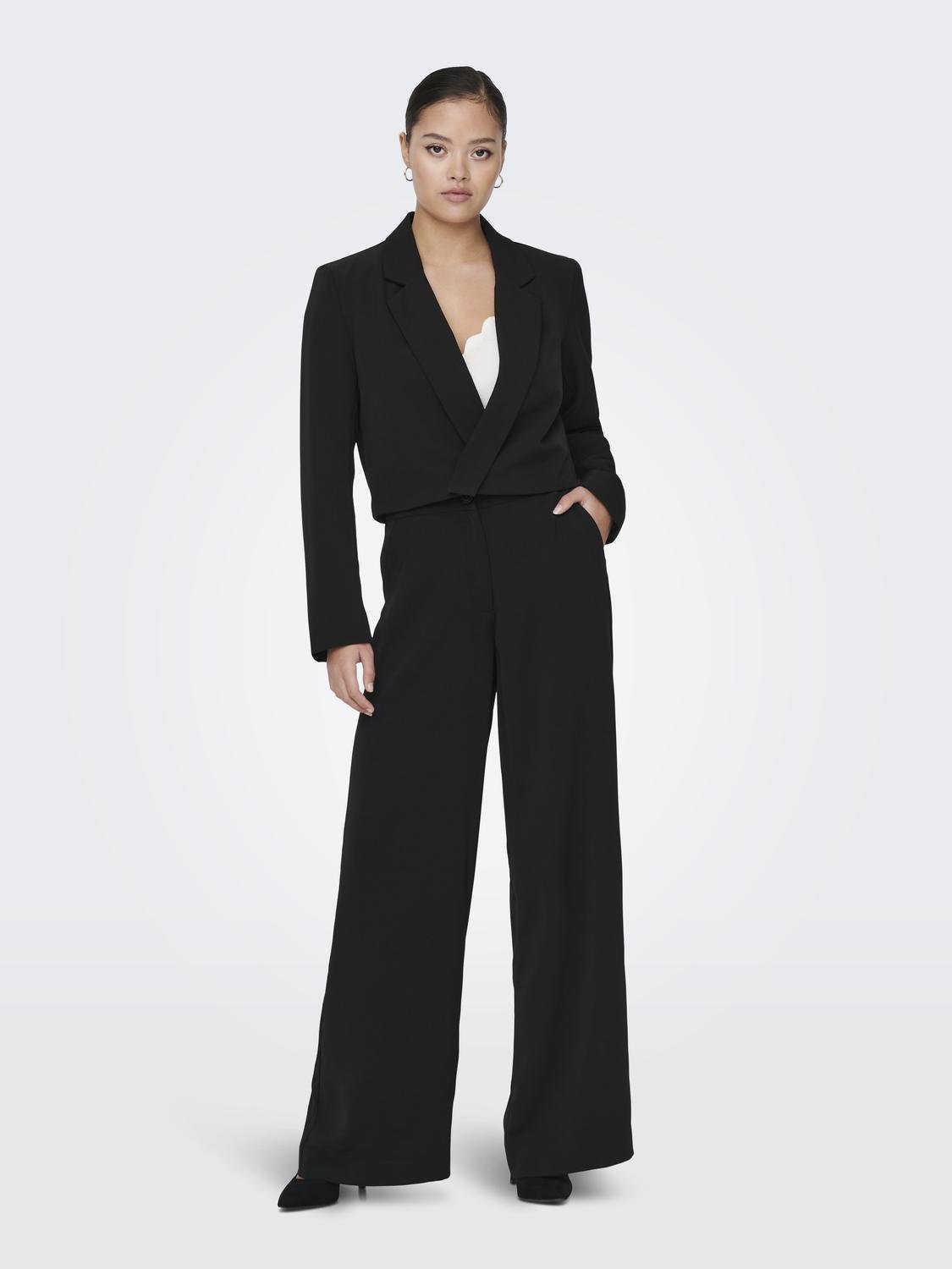 JDYVINCENT Hohe Taille Normal geschnitten Chino Hose Black