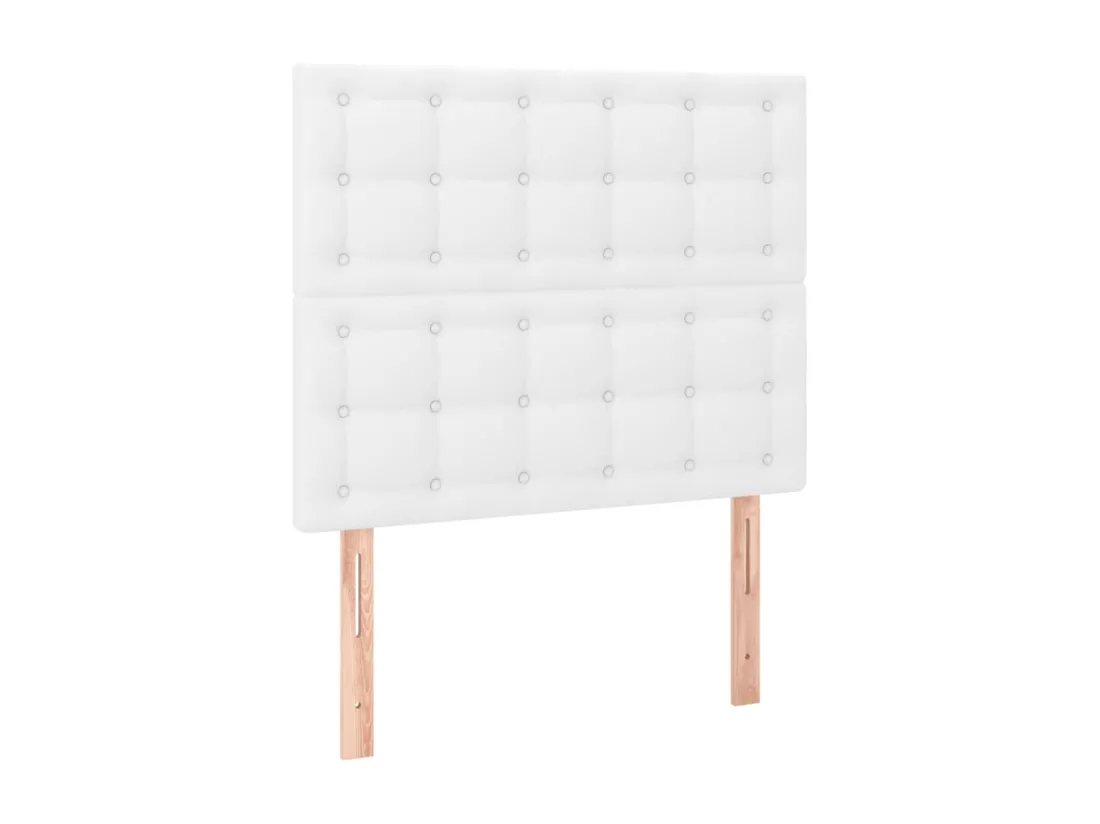 Sommier tapissier et matelas et LED Blanc 100x200 cm Similicuir