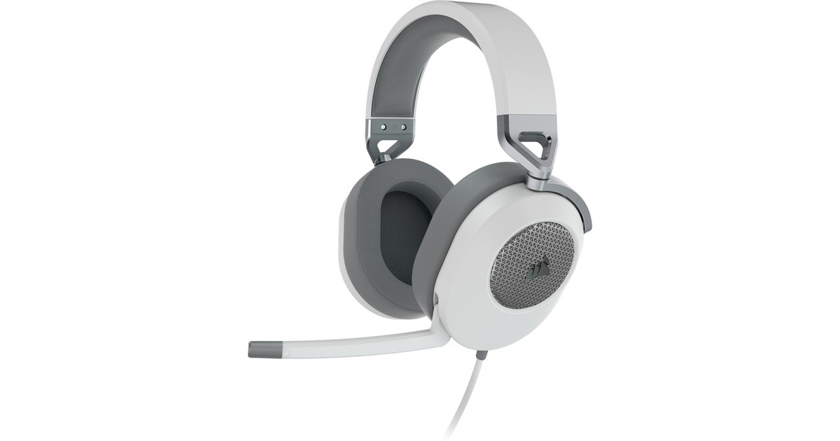 CorsairHS65 SURROUND over-ear gaming headset  (Wit/grijs, Pc, PlayStation 4, PlayStation 5, Xbox Series X|S, Nintendo Switch)