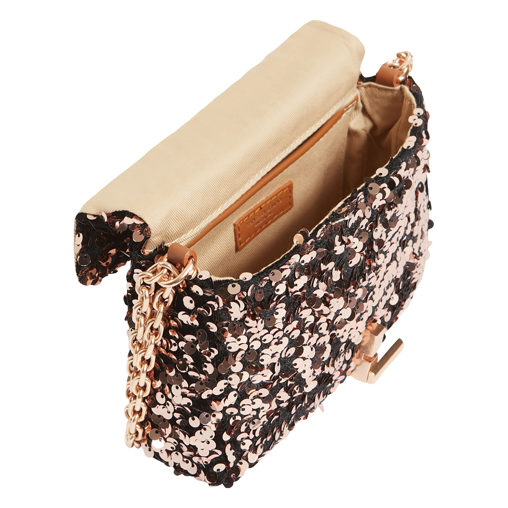 NANO MOON - Petit sac bandoulière à sequins | Marron