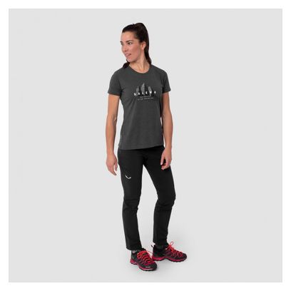 T-Shirt Salewa Lines Graphic Dry Gris Onyx Femme