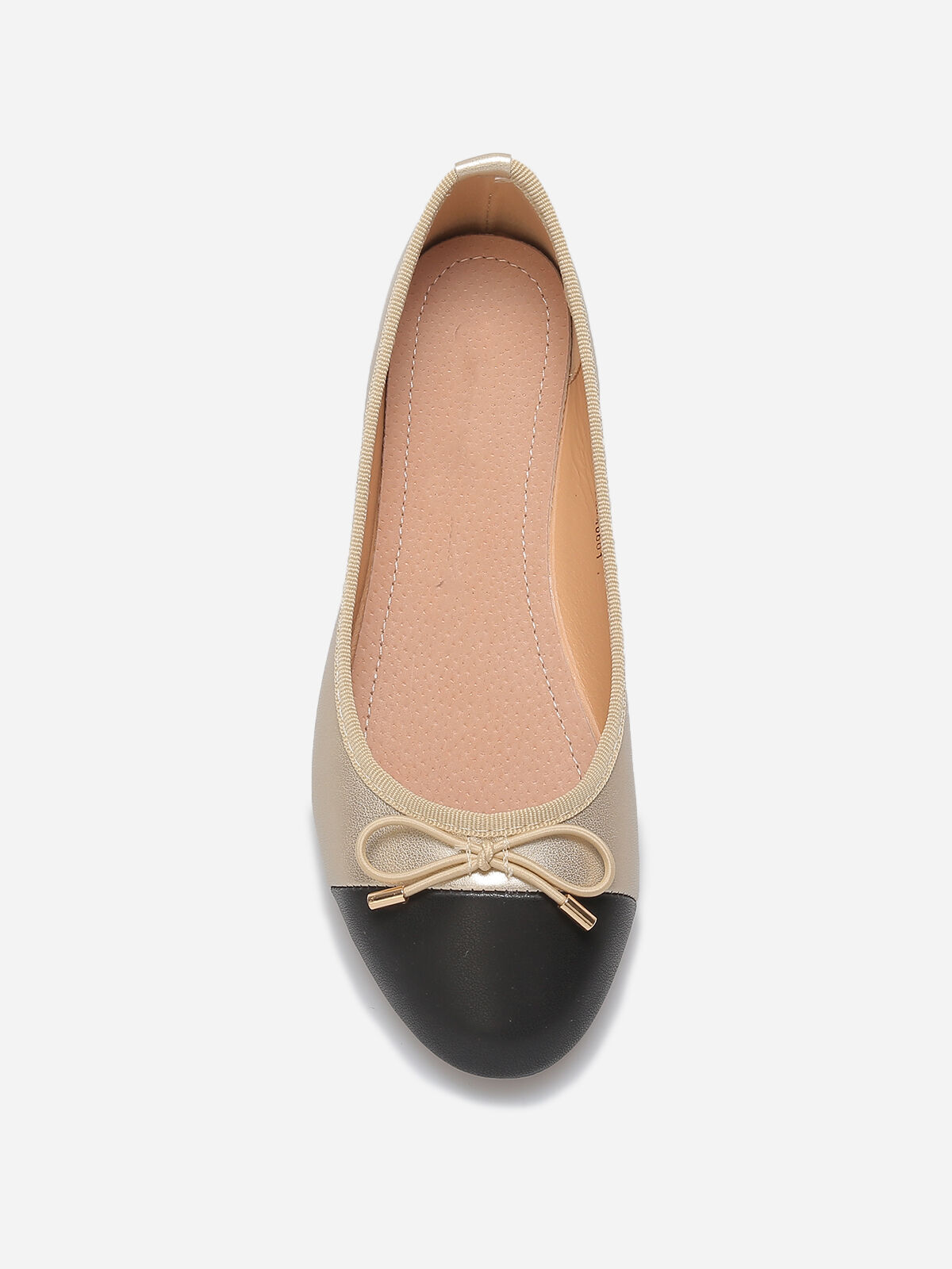 Ballerines bicolore avec nœud- Doré