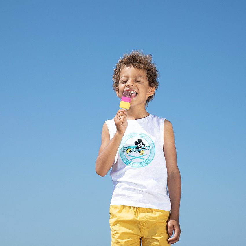Bermuda court en coton pour enfant garçon - Jaune