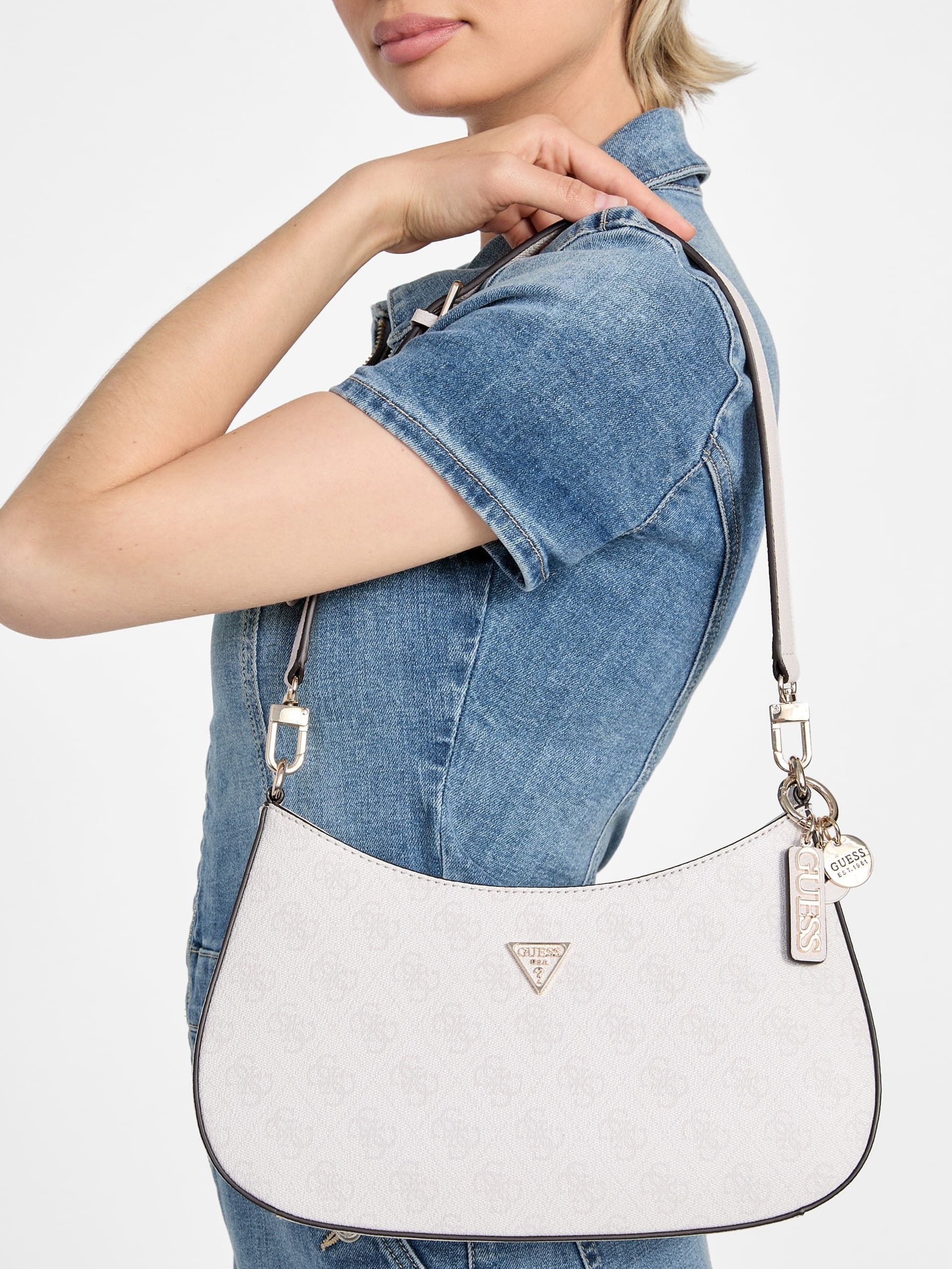 Bolsa de ombro Noelle em couro saffiano