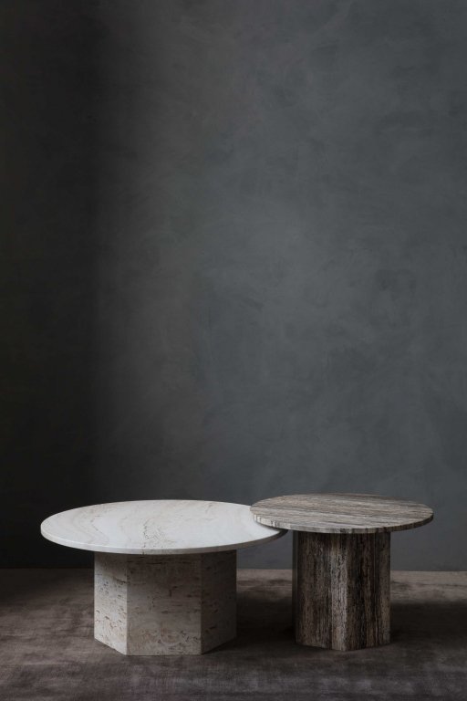 Gubi Epic salontafel Ø60 Burnt Red Travertine