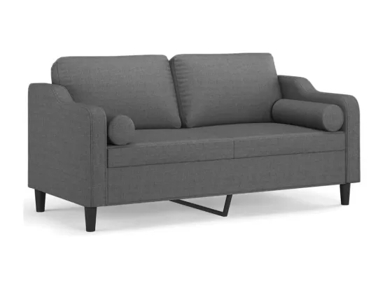 Canapé 2 places avec oreillers gris foncé 140 cm tissu