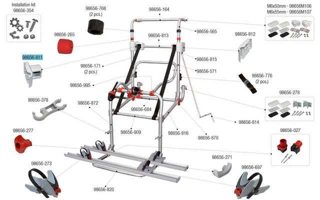 Fiamma Abdeckung innen weiß passend für Carry Bike Lift 77 / Lift 77 E-Bike - Fiamma Ersatzteilnummer 98656-811