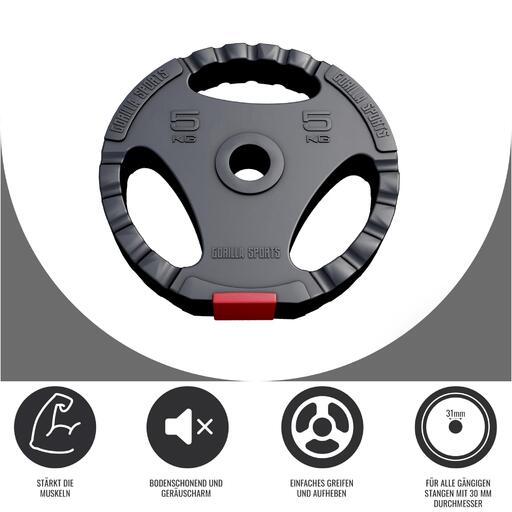 Anilhas de peso Gorilla Sports Triple Grip (Vários pesos)