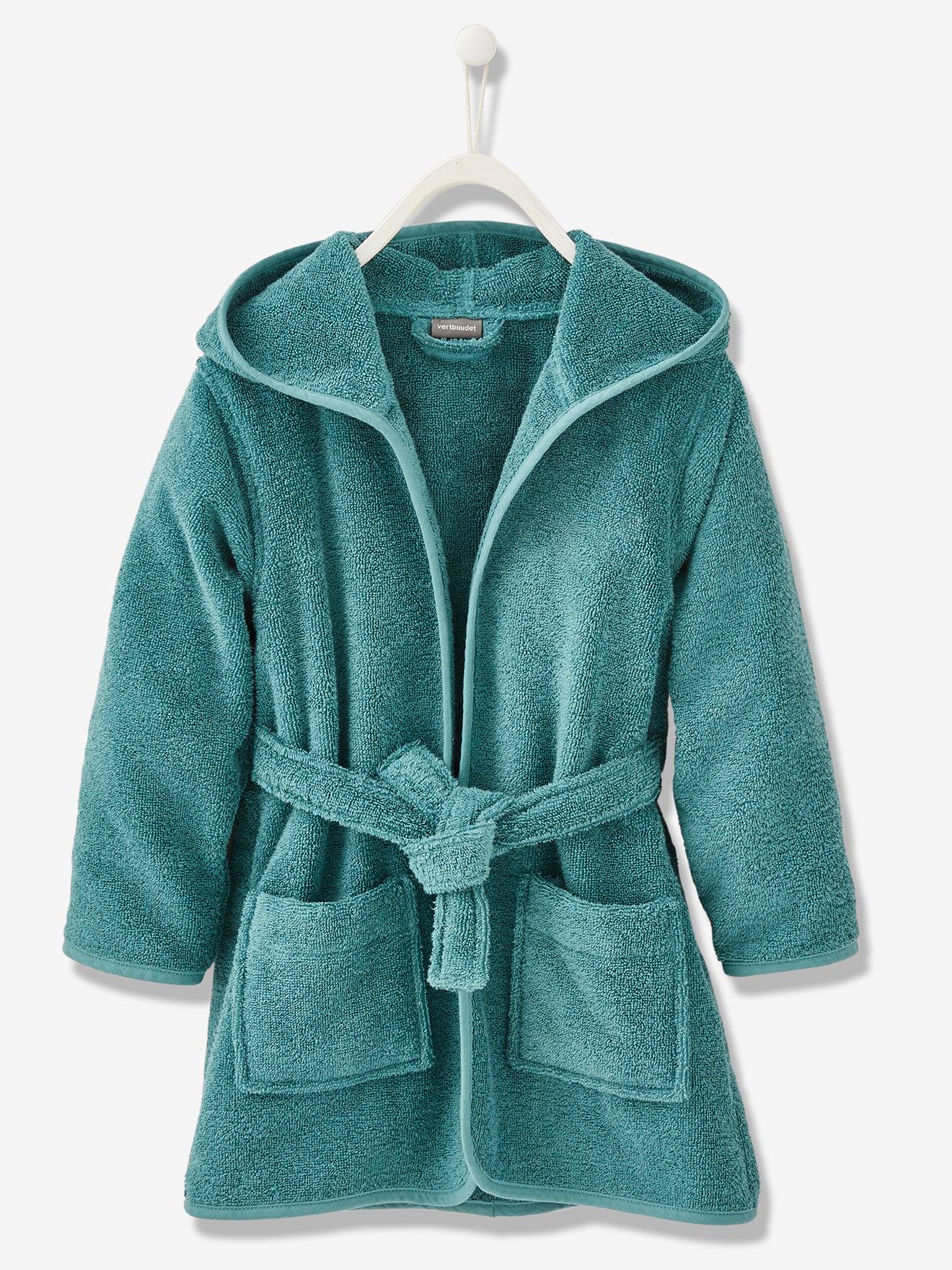 Roupão infantil personalizável com capuz, jeans azul