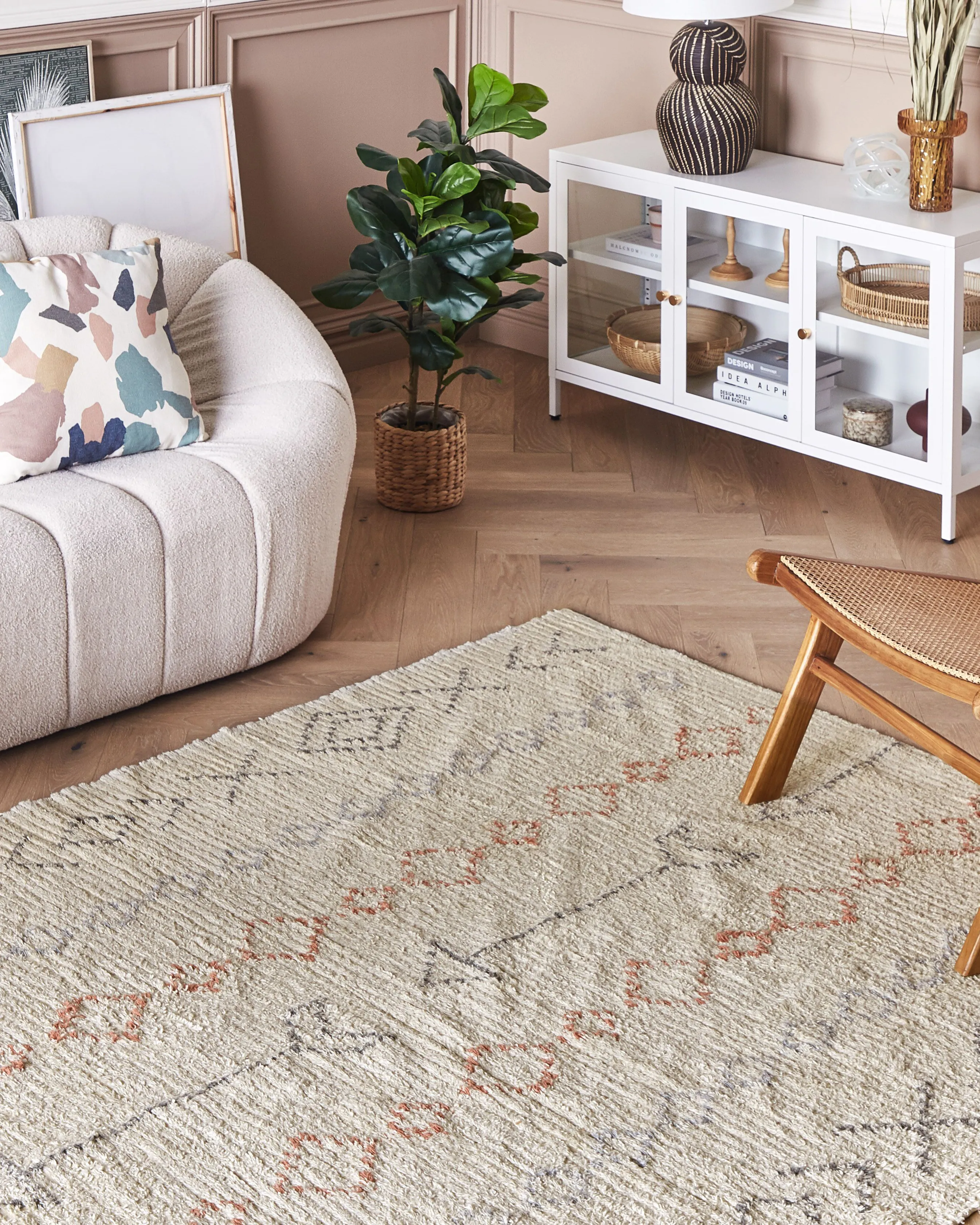 Vloerkleed DISPUR Beige 160 x 230 cm Katoen