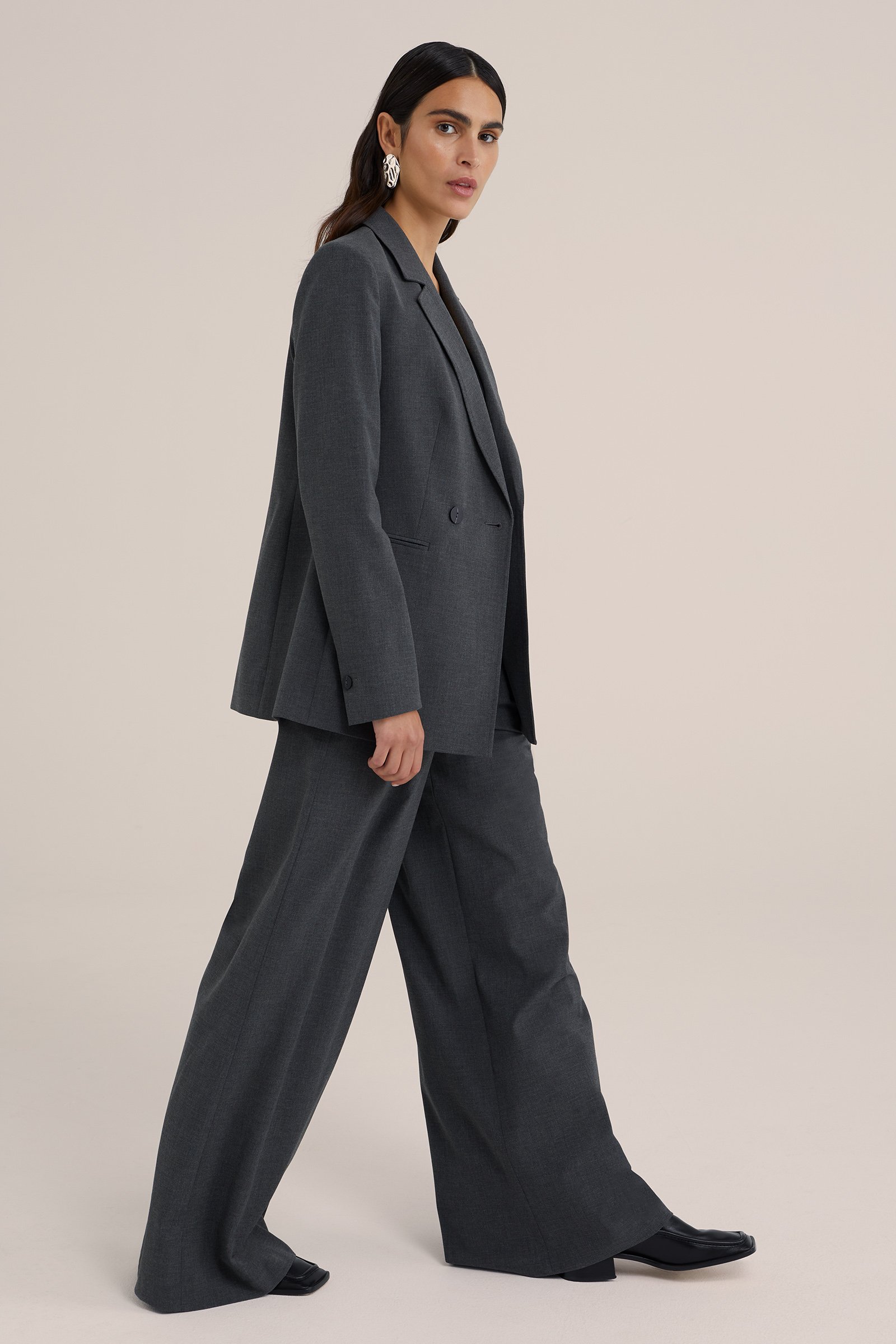 regular fit double-breasted blazer WE Studio Donkergrijs
