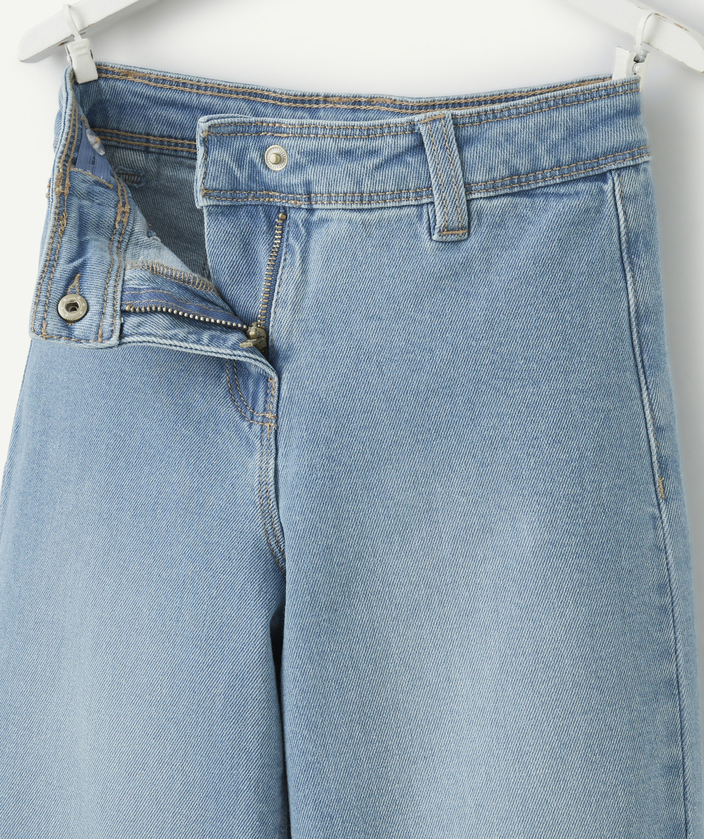 pantalon large fille en denim light low impact
