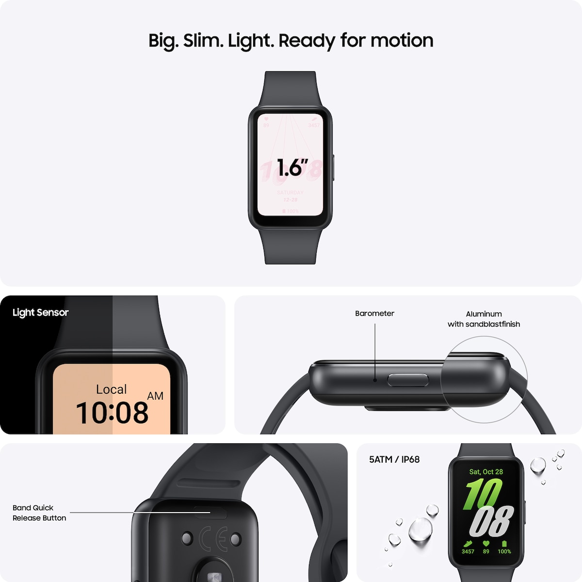 Samsung Galaxy Fit3 aktivitetsmåler (mørk grå)