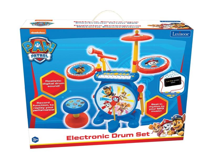Lexibook Musikinstrument Paw Patrol Elektronisches Schlagze Ein komplettes Schlagzeug mit Keyboard und Sitz