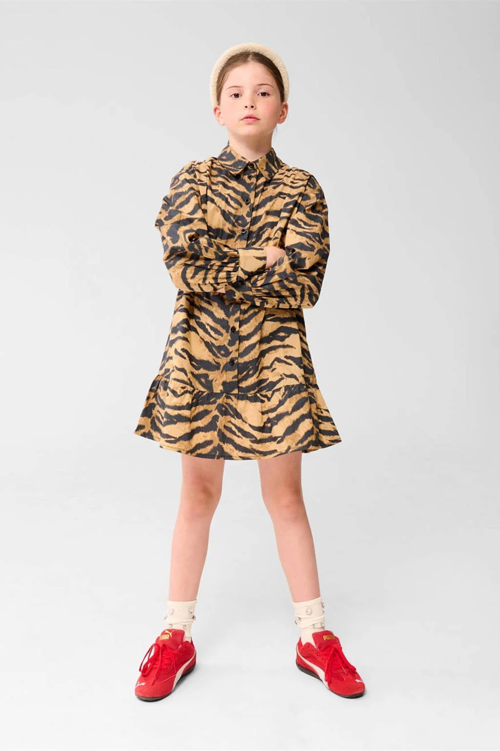 Shoeby midi jurk bruin