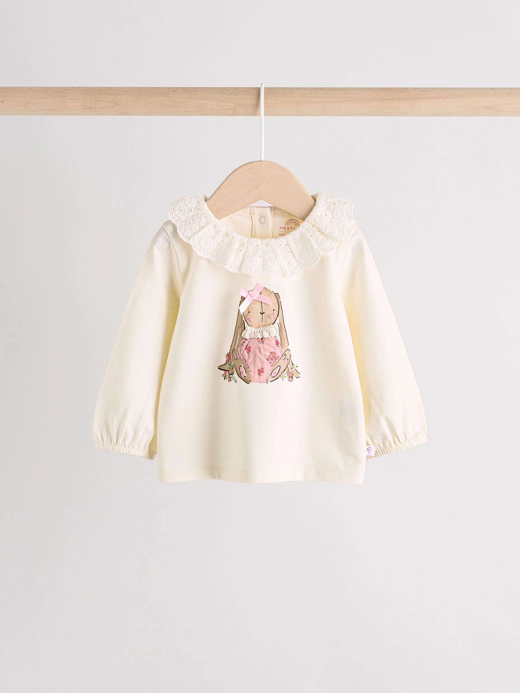 Wit/roze/konijn/bloemenprint - Set met lange mouwen en legging voor baby's (0mnd-2jr)