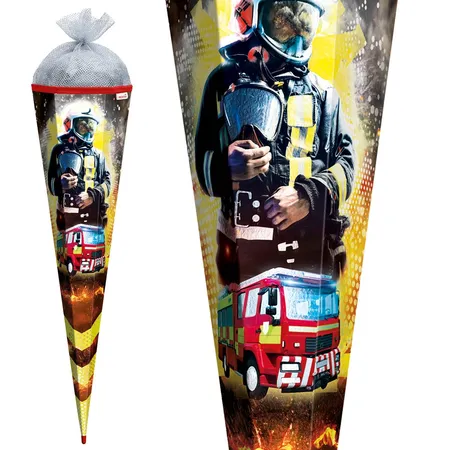 Roth Schultüte Feuerwehrmann mit Folieneffekt, 85 cm, eckig