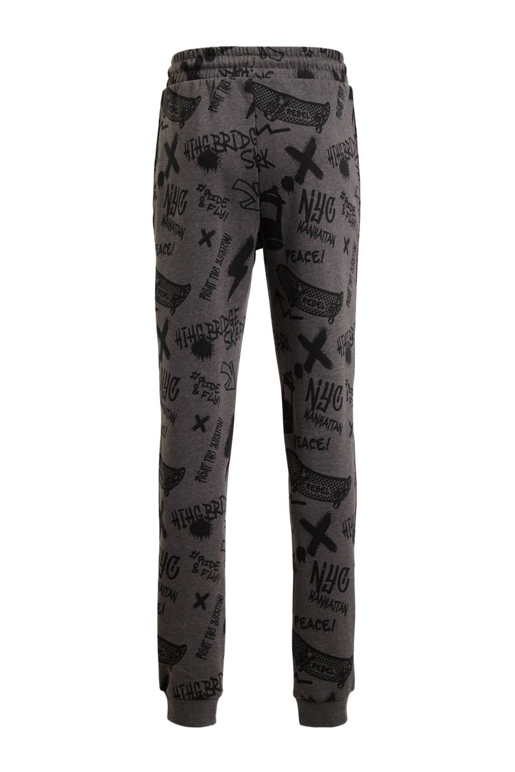 Orange Stars joggingbroek Ric met alloverprint grijs