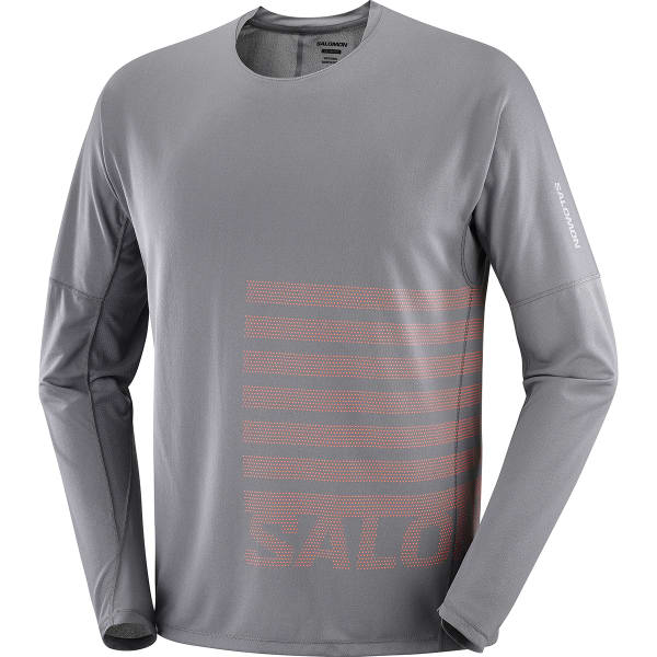 T-shirt trail SALOMON SENSE AERO LS TEE GFX M CASTELROCK/NEON FLAME