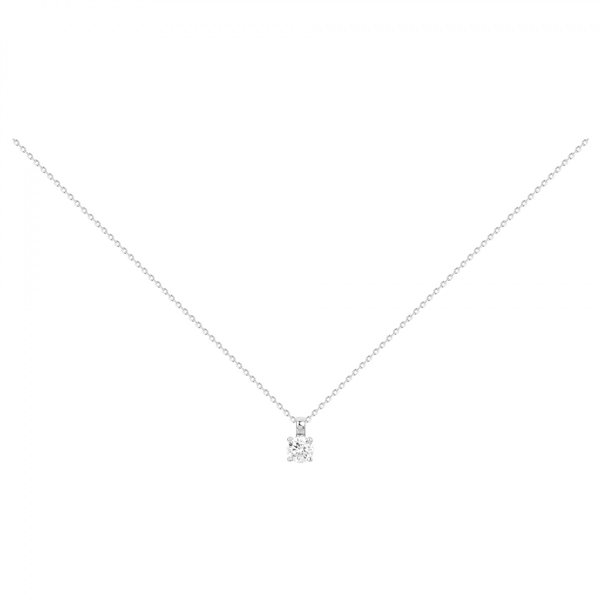 Collier mono-motif en Argent avec oxyde de zirconium blanc