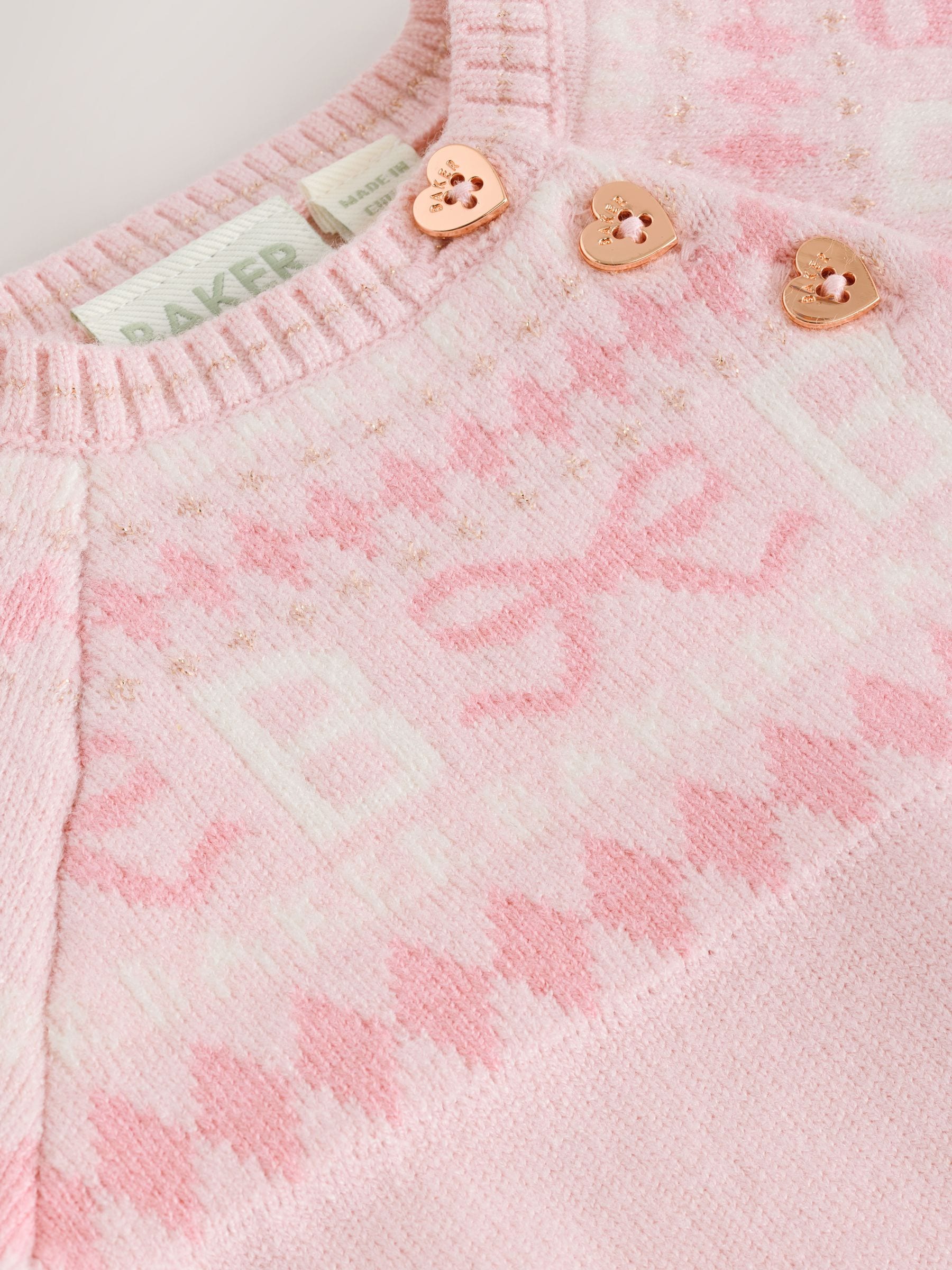 Baker by Ted Baker Pink Knitted Fairisle Pattern Romper