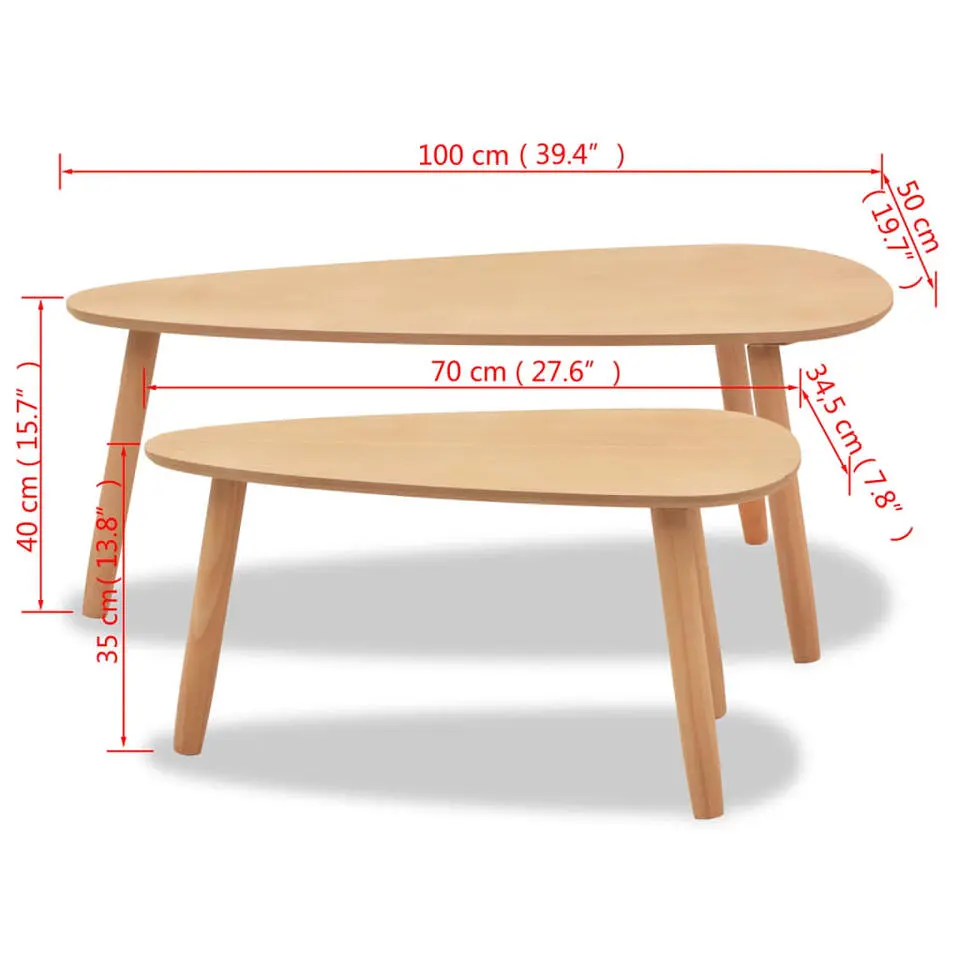 vidaXL - Salontafel - Bruin - Grenenhout - 2 stuks