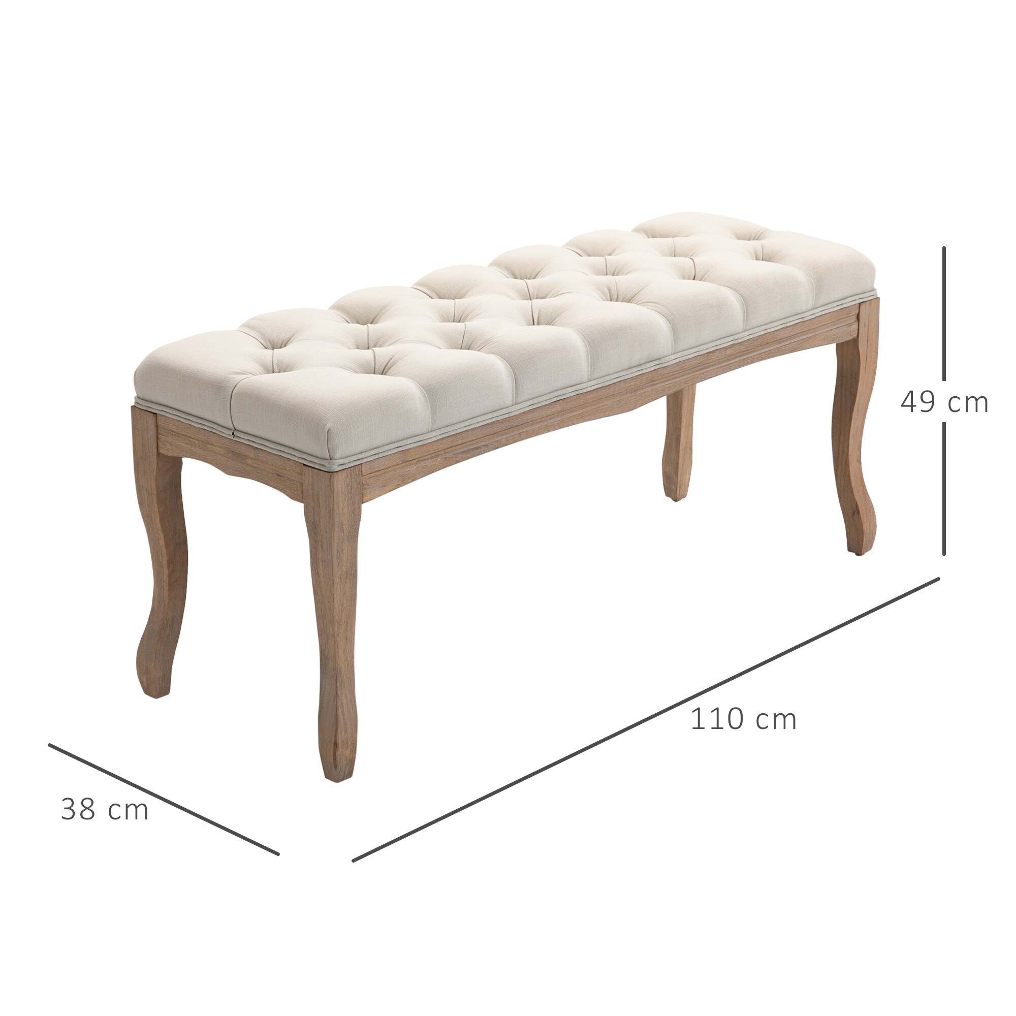 HOMCOM Polsterbank mit getufteten Design beige 110B x 38T x 49H cm