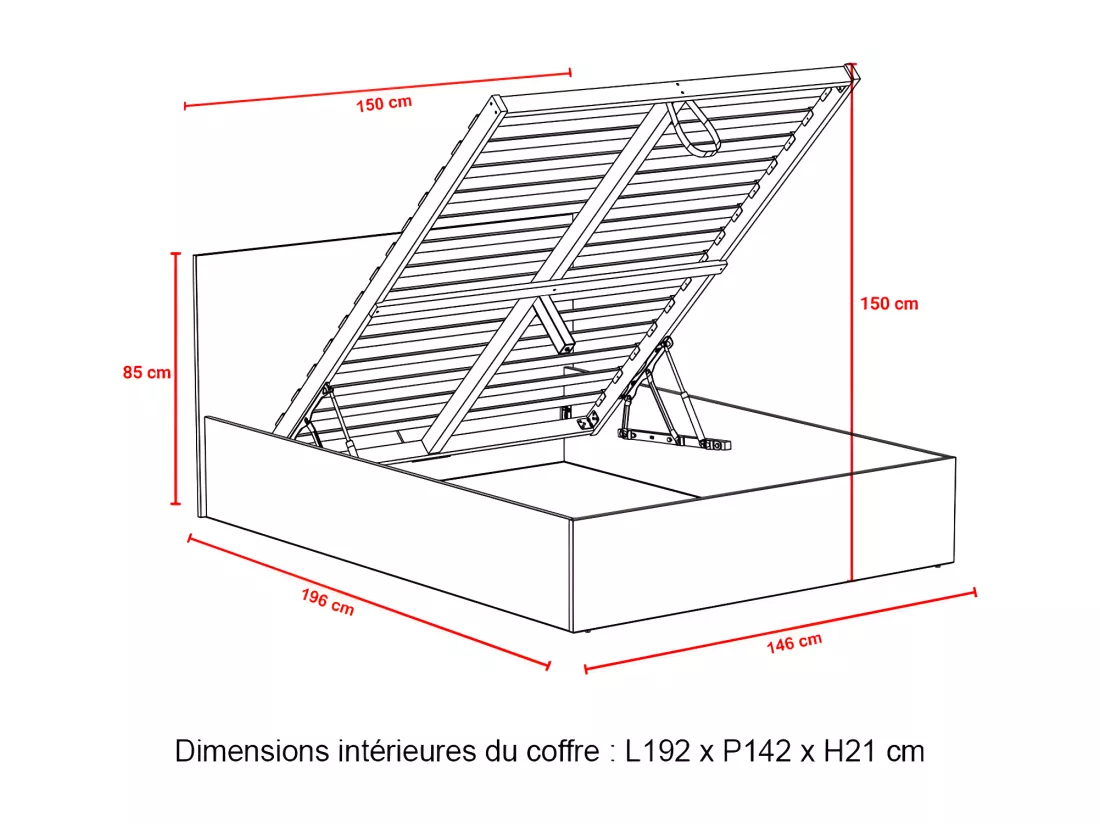 Lit coffre 140 x 190 cm - Coloris : Naturel - ELPHEGE