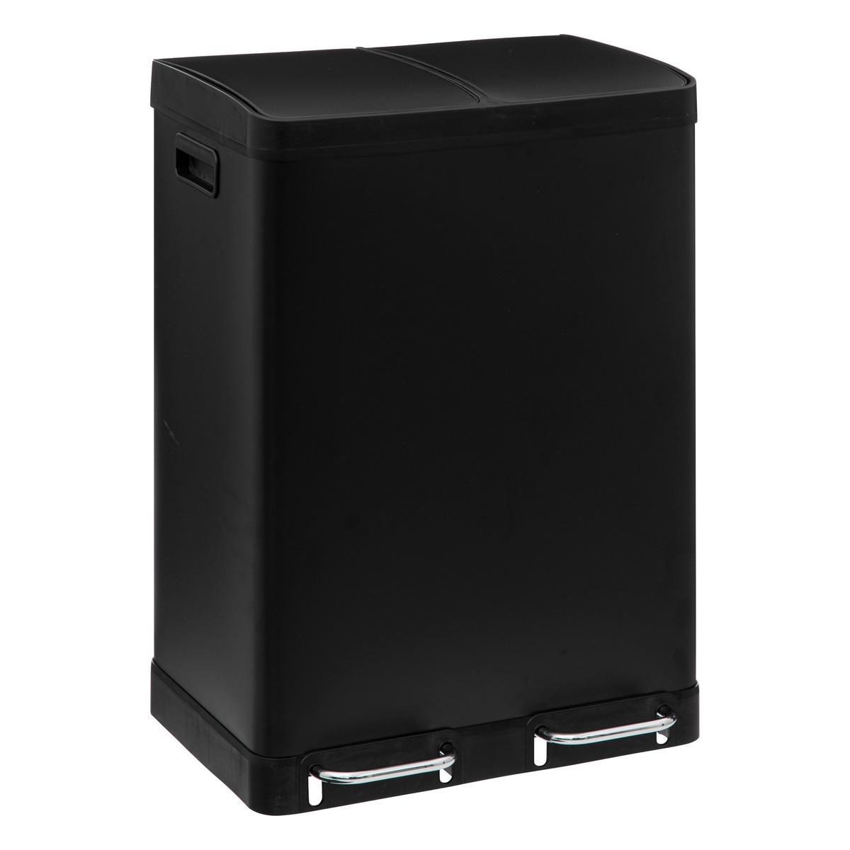 POUBELLE DE TRI A PEDALE ARIANE 2 X 30L METAL NOIR