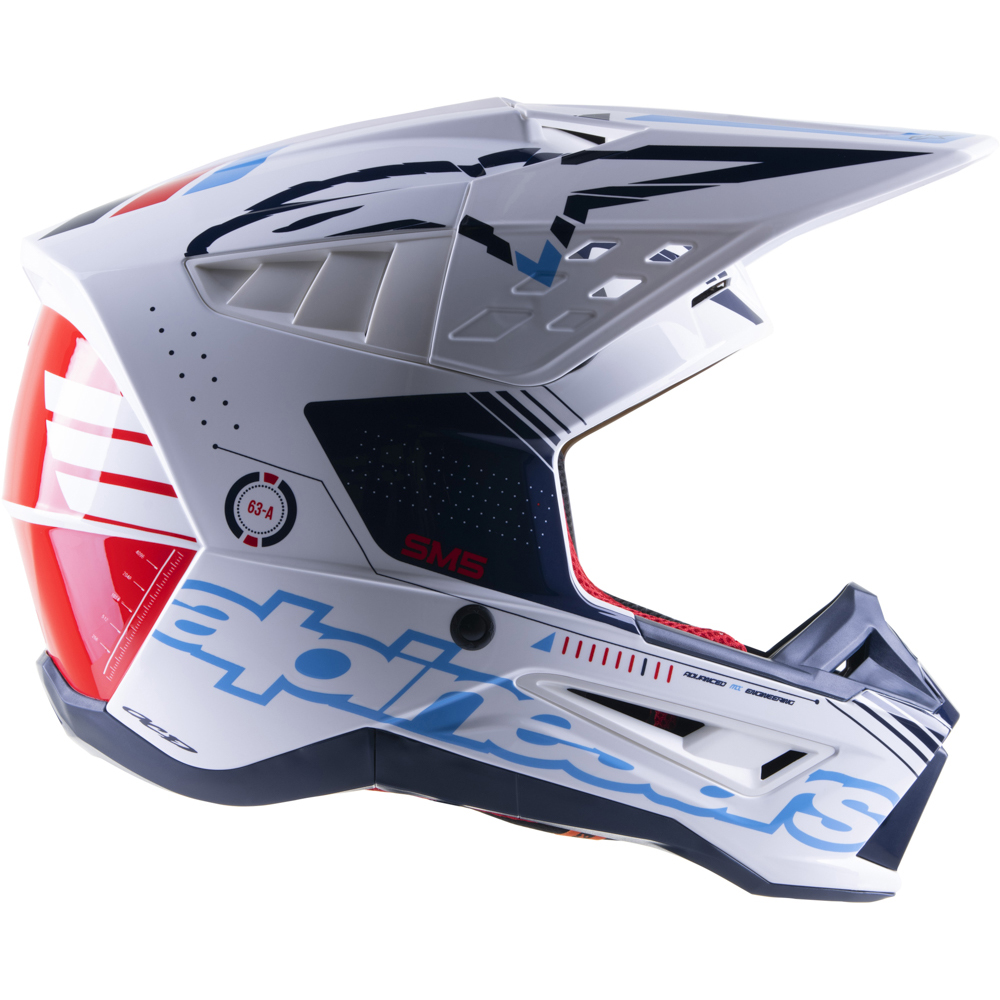 Alpinestars - Casque Supertech S-M5 Action Blanc brillant / Rouge / Bleu Clair